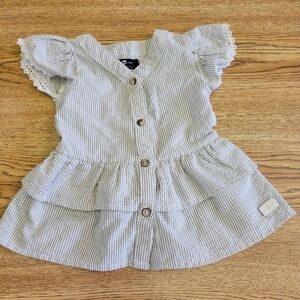 7 For All Mankind Green And White Striped Kids Dress With Ruffles Size 2T